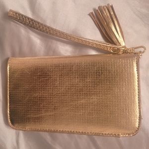 Madison West Golden Leather iPhone Case Wallet Wristlet.